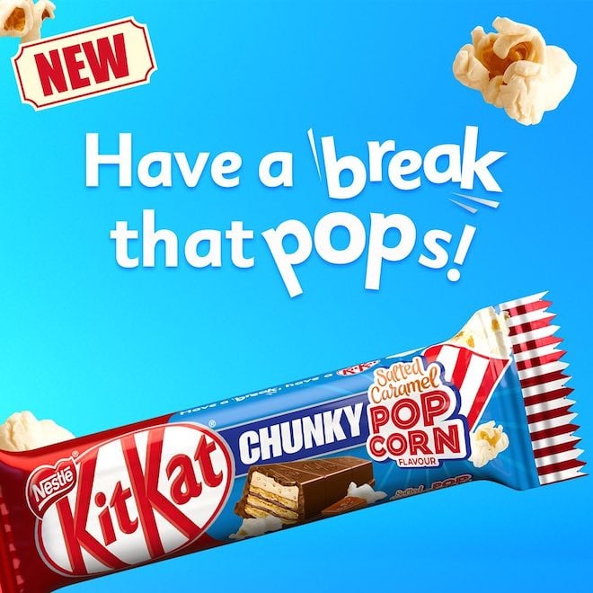 Les nouvelles barres Kit Kat aux popcorn au caramel beurre salé